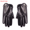 Branded NEW Novelty Women Spring Genuine Leather Thin Short Gloves Female Locomotive 100% Leather Zipper Luva Mujer Punk Eldiven