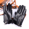 Branded NEW Novelty Women Spring Genuine Leather Thin Short Gloves Female Locomotive 100% Leather Zipper Luva Mujer Punk Eldiven