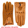 Fashion Accessories Male Spring Genuine Leather Glove Men Real Sheeskin Black/Brown Thin Luva Driving Riding Deri Eldiven Holes