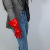 REAL LEATHER TECH LONG GLOVES Unisex Black 38cm Wide Balloon Puff Sleeves Large LLDLLNT