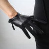 TECH GLOVES Real Leather Black Wrist Short 19cm Zipper Fringe Tassel Genuine Sheepskin Lambskin Women Ladies Touchscreen LLDLLNT