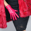 REAL LEATHER GLOVES Wrist Short Lambskin Sheepskin 25cm Hot Pink Rose Magenta LLDLLNT