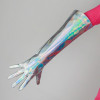 Women's Elegant Fashion Silver Long PU Leather Glove Female Spring Autumn Winter Driving Photograph Performance Party Glove R034
