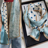 BYSIFA| Blue White Long Silk Scarf Headband Spring Summer Fashion Brand Dot Pattern Pure Silk Ribbons Scarves Floulard Printed