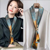 BYSIFA| Blue White Long Silk Scarf Headband Spring Summer Fashion Brand Dot Pattern Pure Silk Ribbons Scarves Floulard Printed