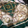 BYSIFA|Green White Ladies 100% Silk Scarf Fall Winter Brand Chain Design Large Scarves Shawls Fashion Summer Beach Cape 110*110