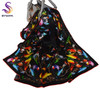 [BYSIFA] Black Gold White Scarves Women Elegant New 100% Silk Scarf Shawl Printed Fall Winter Ladies Brand Scarves Wraps 88*88cm