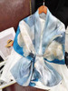 China Style Blue White 100% Silk Flower Women's Scarf Shawl Dufanda Fall Winter Long Scarves Hijabs Fashion Brand Silk Scarf