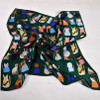 BYSIFA Green Scarves New Design Cartoon Cats Women Children Square Silk Scarf 90*90cm Spring Autumn Winter Cute Silk Scarf Shawl