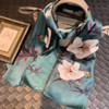 [BYSIFA] Blue 100% Silk Scarf Shawl Fashion Luxury Women Long Scarves Van Gogh Moon Star Oil Paiting Scarves Autumn Winter Scarf