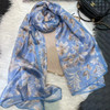 khaki Blue 100% Silk Silk Scarf Shawl New Elegant Summer Beach Sun Shawl Cover-ups Fall Winter Scarves Headscarves 180*110cm