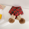 Fashion Stitching Plaid Children's Pompom Cross Scarf Autumn and Winter Boys and Girls Baby Warm Knitted Scarfs