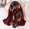 Plaid Scarf For Women Summer Sun Protection Spring Autumn Fashion Shawl Thin Cotton Linen Silk Scarf Big Size 180*90cm