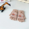 Cute Knitted Baby Woolen Gloves Children Winter Warmth Cold Protection Kindergarten Gloves Cartoon Dinosaur Boy Girl Flip Mitten