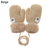 Winter Wool Knitted Gloves for Baby Boys Girls Warm Plush Thick Full Finger Mittens Gloves For 1 -3 Years Old Children Kids