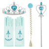 Girls Elsa Anna Accessories Set Kids Party Princess 4 Piece Set Snow Queen Snowflake Magic Wand Tiara Crown Gloves Wig Braid