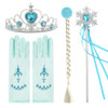 Girls Elsa Anna Accessories Set Kids Party Princess 4 Piece Set Snow Queen Snowflake Magic Wand Tiara Crown Gloves Wig Braid