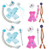 Girls Elsa Anna Accessories Set Kids Party Princess 4 Piece Set Snow Queen Snowflake Magic Wand Tiara Crown Gloves Wig Braid