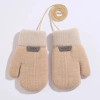 1-7Years Old Children's Gloves in Autumn and Winter Plush Thickened Cartoon Outdoor Cold-proof and Warm Knitted Gloves with Rope