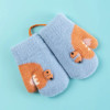Children's Warm Gloves Knitted Jacquard Cartoon Lanyard Double Layer Fleece Mittens Cartoon Mittens Winter Warm 3-5 Years Old