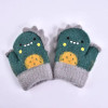 Children's Warm Gloves Knitted Jacquard Cartoon Lanyard Double Layer Fleece Mittens Cartoon Mittens Winter Warm 3-5 Years Old