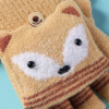 Autumn Winter Children Knitted Gloves Flip Fingerless Gloves Cute Cartoon Fox Warm Half-Finger Gloves