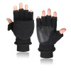 Winter warm Gloves Fingerless Convertible Thermal Mittens Gloves Windproof Polar Fleece Warm men women double-layer Flap Gloves