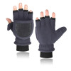 Winter warm Gloves Fingerless Convertible Thermal Mittens Gloves Windproof Polar Fleece Warm men women double-layer Flap Gloves