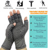 1 Pair Half Finger Compression Gloves Grey Relieve Arthritis Pain Instantly with Anti-Slip Pressure Gloves for Men and Women