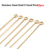 50-100pcs Stainless Steel Heads Eye Flat Head Pin Gold Silver Plated Ball Head Pins For Jewelry Findings Making Accessories