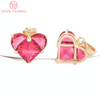(280)4PCS 14x14.5MM Hole 2.5MM 24K Gold Color Brass with Zircon Heart Charms Pendants High Quality Jewelry Findings Accessories