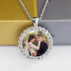 Custom Couple Photo Angel Wings Pendant with Long Chain Rhinestone Necklace Personalized Glass Dome Image Valentine's Day Gift