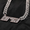 UWIN Sporty Custom Name Pendant Welded Cuban Chain Necklace Iced Out Pink Framed White Cubic Zircon Hip Hop Jewelry For Gift