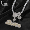 Uwin Csutom Iced Girl With Cursive Letter Clasp Custom Name Necklace Tennis Chain Cubic Zirconia Fashion Hiphop Jewelry