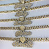 Uwin Csutom Cursive Letter With Heart Clasp 9mm Iced Out Cuban Chain Name Necklace Chain Cubic Zirconia Fashion Hiphop Jewelry