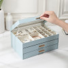 S/M/L 3Layers Jewelry Organizer Display Jewelry Box Portable Travel Jewelry Case Boxes Button Leather Storage Jewelers Joyeroe