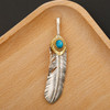 Pure 925 Sterling Thai Silver Feather Pendant Turquoise Charms Japanese Retro Jewelry For Men Goros Takahashi Blue Necklace Gift