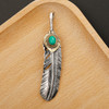 Pure 925 Sterling Thai Silver Feather Pendant Turquoise Charms Japanese Retro Jewelry For Men Goros Takahashi Blue Necklace Gift