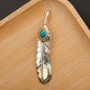 Pure 925 Sterling Thai Silver Feather Pendant Turquoise Charms Japanese Retro Jewelry For Men Goros Takahashi Blue Necklace Gift