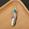 Pure 925 Sterling Thai Silver Feather Pendant Turquoise Charms Japanese Retro Jewelry For Men Goros Takahashi Blue Necklace Gift