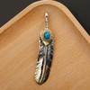Pure 925 Sterling Thai Silver Feather Pendant Turquoise Charms Japanese Retro Jewelry For Men Goros Takahashi Blue Necklace Gift
