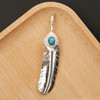 Pure 925 Sterling Thai Silver Feather Pendant Turquoise Charms Japanese Retro Jewelry For Men Goros Takahashi Blue Necklace Gift