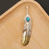 Pure 925 Sterling Thai Silver Feather Pendant Turquoise Charms Japanese Retro Jewelry For Men Goros Takahashi Blue Necklace Gift