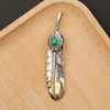 Pure 925 Sterling Thai Silver Feather Pendant Turquoise Charms Japanese Retro Jewelry For Men Goros Takahashi Blue Necklace Gift