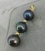 GORGEOUS New AAA 9-10mm Black Tahitian Pearl 14k Gold Pendant Necklace