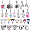 925 Sterling Silver Boy Girl Couple Lovers Beads Marriage Charms Dangle Fit Original Pandora Bracelet Charms Jewelry Women DIY