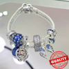 925 Sterling Silver Blue Series Galaxy Charm Fit Brand Bracelet Women Original Blue Heart Clover Charms DIY Bead Making