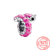 Brilliant Pink 925 Sterling Silver Pencil Apple Book Triple Charm &Rabbit Egg&Rubik's Cube Fit Pandora Bracelet Teacher Jewelry