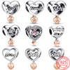 Romantic S925 Sterling Silver Love You Daughter Family Mom Dad Wife Sister Friend Heart Charm Fit Pandora Bracelet Jewelry Gift