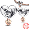 Romantic S925 Sterling Silver Love You Daughter Family Mom Dad Wife Sister Friend Heart Charm Fit Pandora Bracelet Jewelry Gift